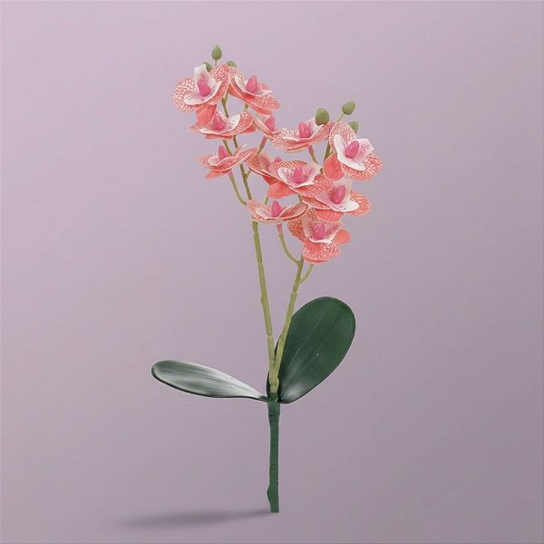 Haste Flor Permanente - Orquídea Phalaenopsis com Folha - Pink - 33cm  - 1 unidade - Cromus - Rizzo