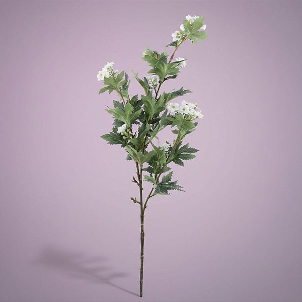 Haste Folhagem e Flores Permanente - Branco - 76cm - 1 unidade - Cromus - Rizzo