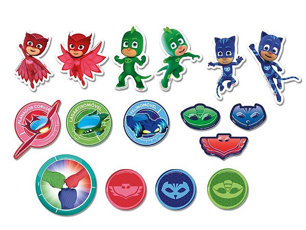 Mini Personagens Decorativos Festa PJ Masks - 39 unidades - Regina - Rizzo Festas