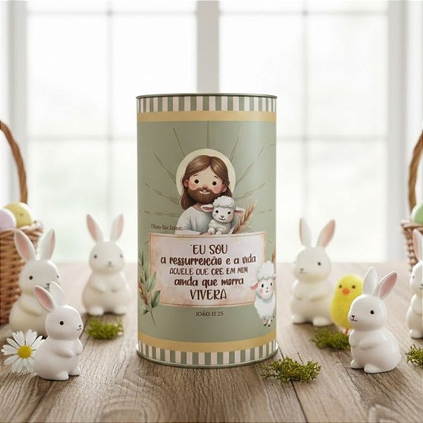 Lata Rígida Para Ovos de 350g - Ressureição Verde - 18x10cm - 1 unidade - Cromus - Rizzo