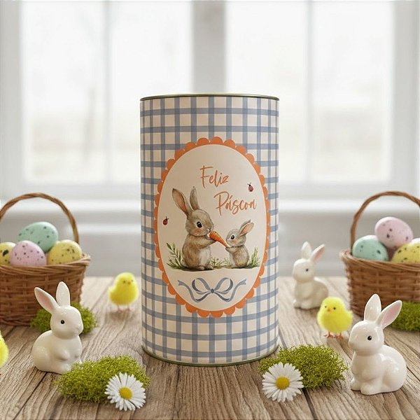 Lata Rígida Para Ovos de 500g - Lovely Garden Azul - 22x12,5cm - 1 unidade - Cromus - Rizzo