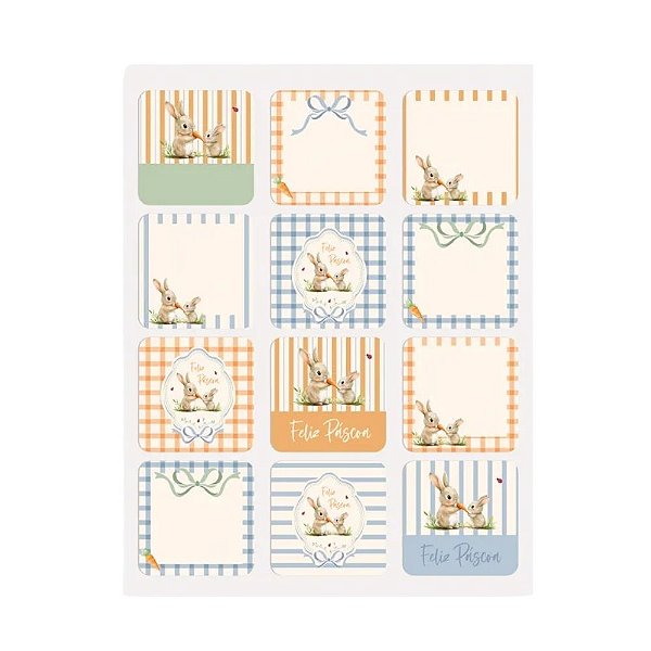Etiqueta Adesiva de Páscoa - Lovely Garden - 4x4cm - 24 unidades - Cromus - Rizzo