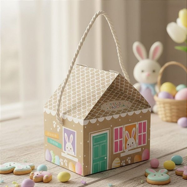 Caixa Para Docinhos - Casa Kraft Rainbow - 12,5x12,5x9,5cm - 10 unidades - Cromus - Rizzo