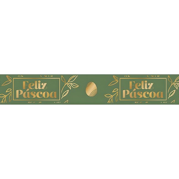 Laço Fácil de Fita de Cetim - Feliz Páscoa Gold Verde - ELRC005H Cor 008 - 22mm - 5 unidades - Fitas Progresso - Rizzo