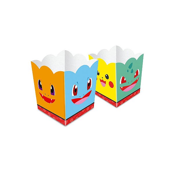 Cachepot Festa Pokemon - 7,5cm x 7,5cm x 9,4cm - 8 unidades - Junco - Rizzo Festas