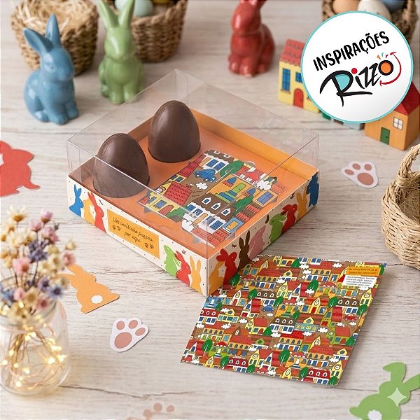 Caixa Onde Está O Coelho Para 2 Ovos de 50g - Passeio na Cidade - 1 unidade - Cromus - Rizzo