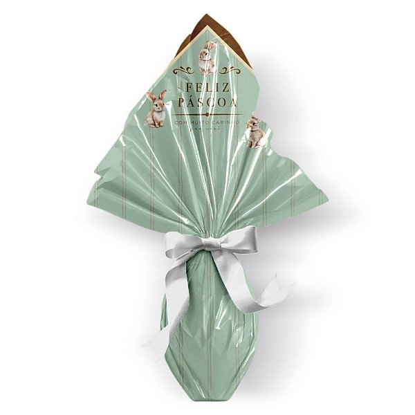 Saco Express 49x49cm Para Ovos de 750g a 1kg - Classique Bunny Verde - 5 unidades - Cromus - Rizzo