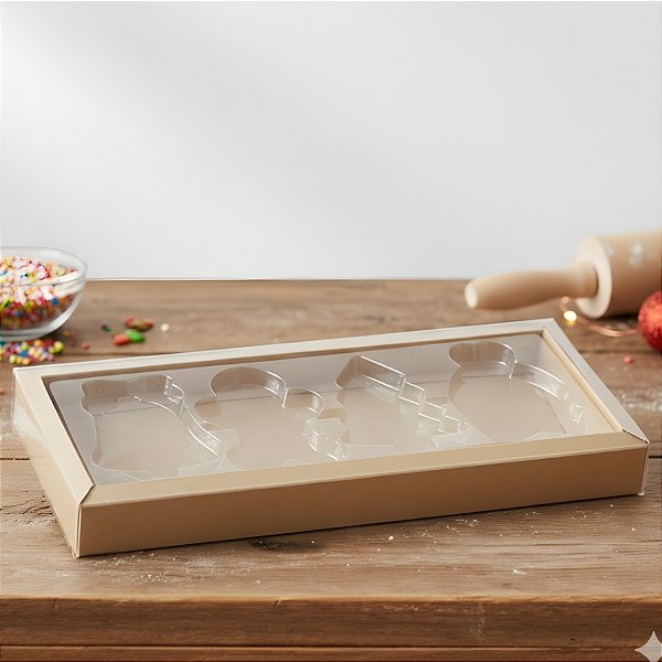 Caixa Para Chocolates - Natal - Kraft - 4 Cavidades - 5 unidades - Crystal - Rizzo