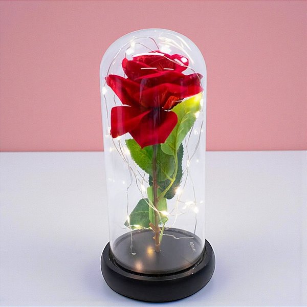 Luminária Cúpula - Rosa A Bela e a Fera - 24cm - Disney Original - 1 unidade - Rizzo