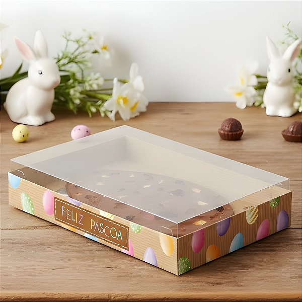 Caixa Para Ovo Tablete de 500g - Páscoa Kraft Rainbow - G 20,5x13,5x3cm - 6 unidades - Cromus - Rizzo