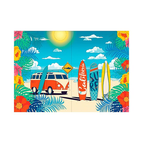 Painel Decorativo Festa Surf Tropical - 01 unidade - Junco - Rizzo Festas