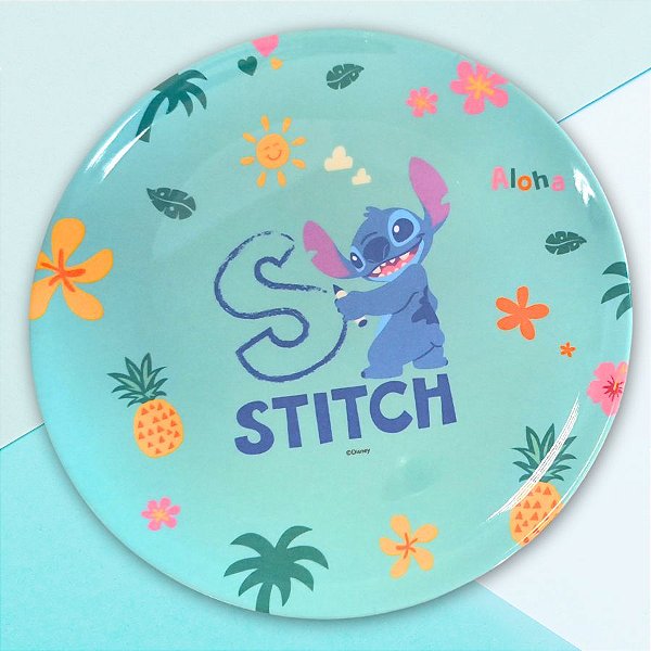 Prato Raso de Melamine - Stitch - 20cm - Disney Original - 1 unidade - Rizzo