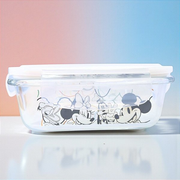 Pote de Vidro Hermético Retângular - Mickey Mouse - 370ml - Disney Original - 1 unidade - Rizzo