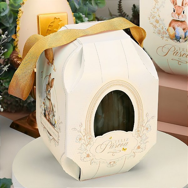 Caixa Ovo em Pé com Visor - Ovos de 250g - 10x16x10cm - Requinte - 10 unidades - Rizzo