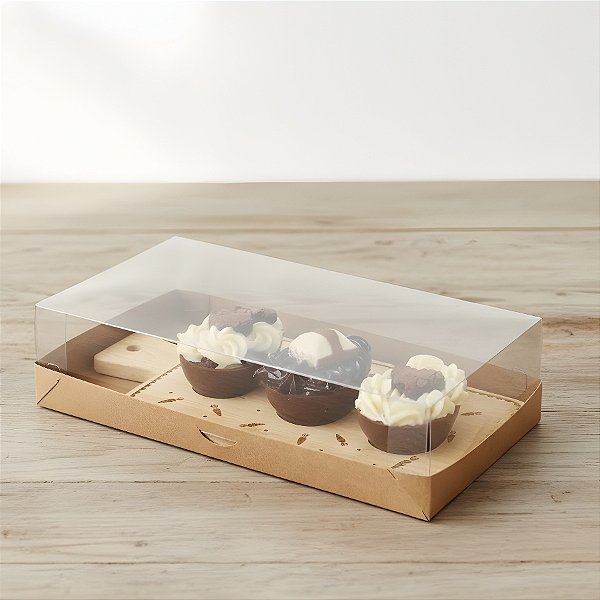 Caixa Para 3 Meio Ovos de 50g Com Tábua De Bambu - Cenourinhas Pardo - 21,5x11x5cm - 1 unidade - Cromus - Rizzo