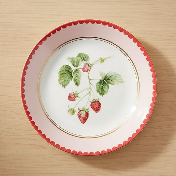 Prato de Páscoa em Melamina - Morangos - 25x25x1cm - 1 unidade - Cromus - Rizzo