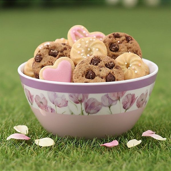 Tigela Bowl de Melamina - Flores e Fundo Roxo - 15,5x15,5x7cm - 1 unidade - Cromus - Rizzo