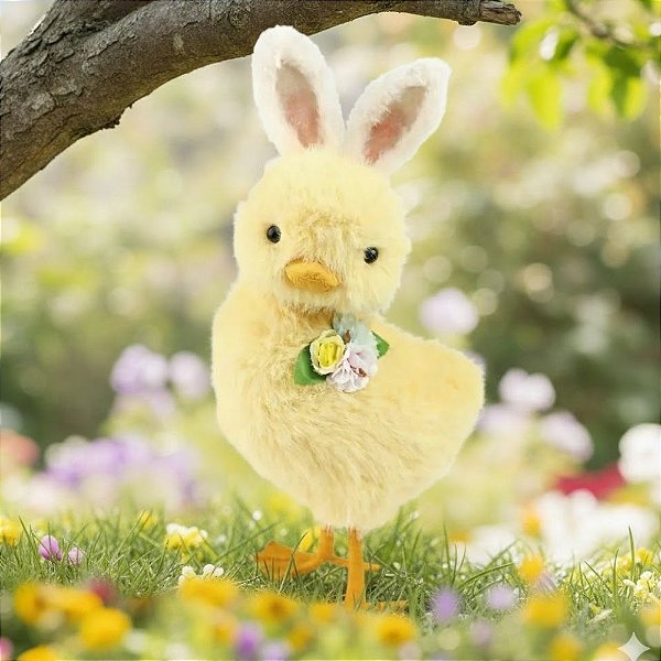 Enfeite Decorativo de Páscoa - Pintinho com Orelhas de Coelho - 35x15x10cm - 1 unidade - Cromus - Rizzo