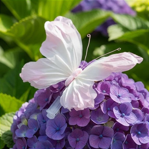 Enfeite Decorativo - Borboleta com Presilha - Rosa e Branca - 20x18x10cm - 1 unidade - Cromus - Rizzo