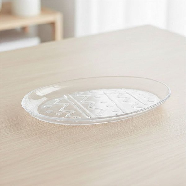 Prato de Vidro de Páscoa - Ovo Transparente - 20x15x2cm - 1 unidade - Cromus - Rizzo