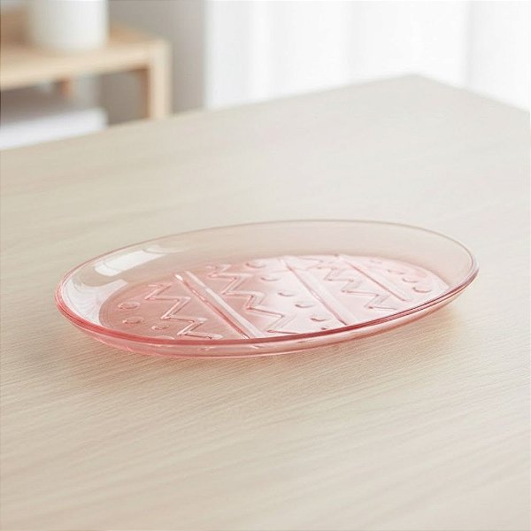 Prato de Vidro de Páscoa - Ovo Rosa - 20x15x2cm - 1 unidade - Cromus - Rizzo
