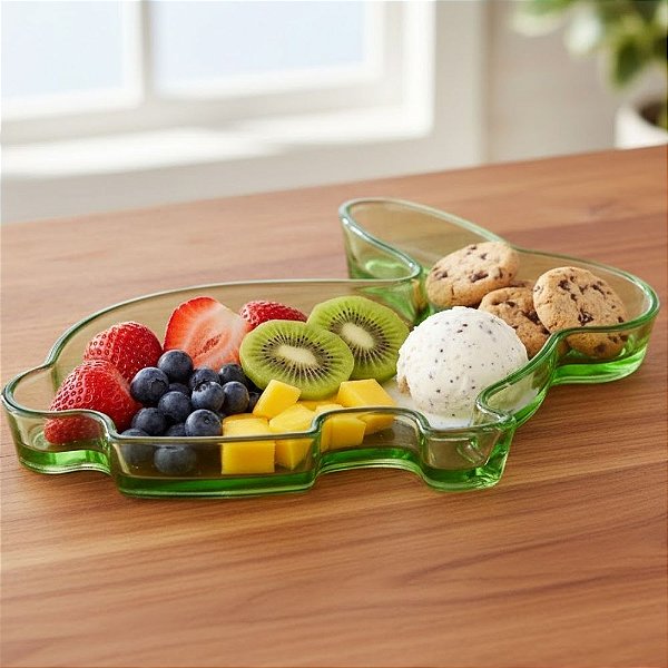 Prato de Vidro de Páscoa - Coelho Verde - 22x17x3cm - 1 unidade - Cromus - Rizzo