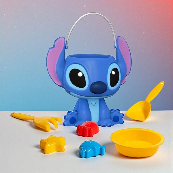 Brinquedo Kit Balde de Praia Infantil - Stitch - 7 Peças - Disney Original - 1 unidade - Rizzo