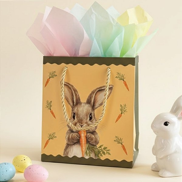 Sacola de Papel Premium de Páscoa - Rústico Verde - 15,5x14,5x7cm - 1 unidade - FlorArte - Rizzo