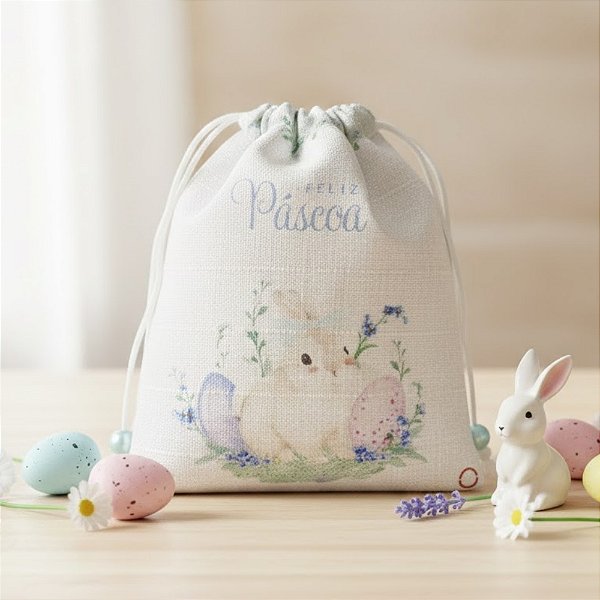 Saco de Algodão de Páscoa - Provencial Azul - 14x12cm - 1 unidade - FlorArte - Rizzo