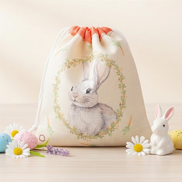 Saco de Algodão de Páscoa - Rústico Laranja - 14x12cm - 1 unidade - FlorArte - Rizzo