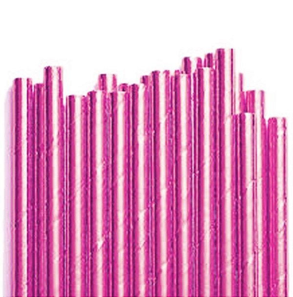 Canudo de Papel Metalizado Pink - 20 unidades - ArtLille - Rizzo Festas