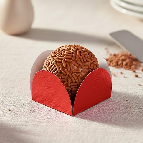 Porta Forminha Metalizado - Vermelho - 3x3cm - 50 unidades - Regina - Rizzo