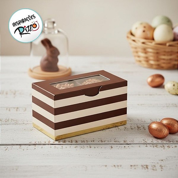 Caixa para 2 brigadeiros 8,5x5x4,5cm Hit Marrom - 10 unidades - Cromus - Rizzo Embalagens
