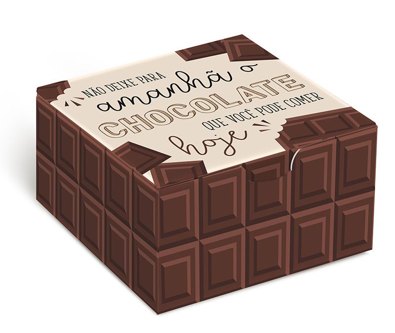 Caixa para 4 brigadeiros 8,5x8,5x3,5cm Chocolate - 10 unidades - Cromus - Rizzo Embalagens
