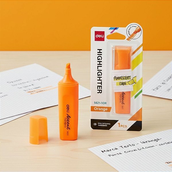 Marca Texto Accent - Laranja - Ponta Cinzel 1,0-5,0mm - 1 unidade - Deli - Rizzo