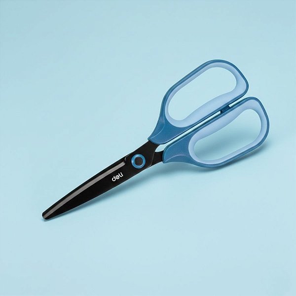 Tesoura Black Simétrica com Grip Emborrachado - Azul - 17,5cm - 1 unidade - Deli - Rizzo