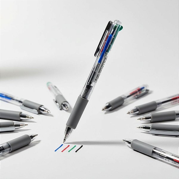 Caneta Esferográfica Retrátil 4 Cores - ARRIS - Ponta Bullet 0.7mm - 36 unidades - Deli - Rizzo