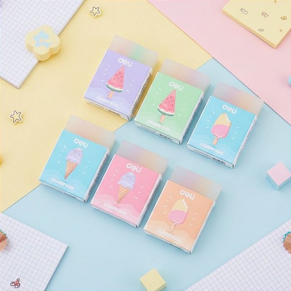 Borracha Retângular Ice Cream - Sortido - 3x2x1cm - Caixa - 36 unidades - Deli - Rizzo