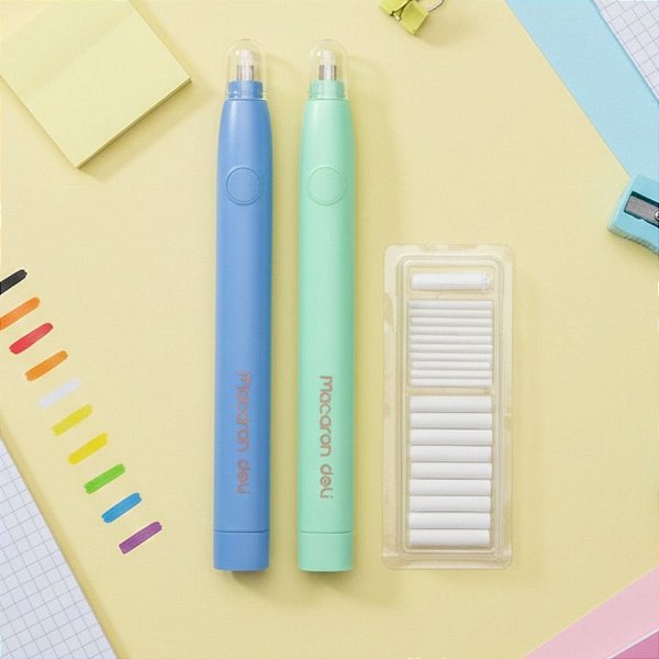 Borracha Elétrica - Macaron - Sortido - Ponta 0,5mm e 2,5mm - 1 unidade - Deli - Rizzo