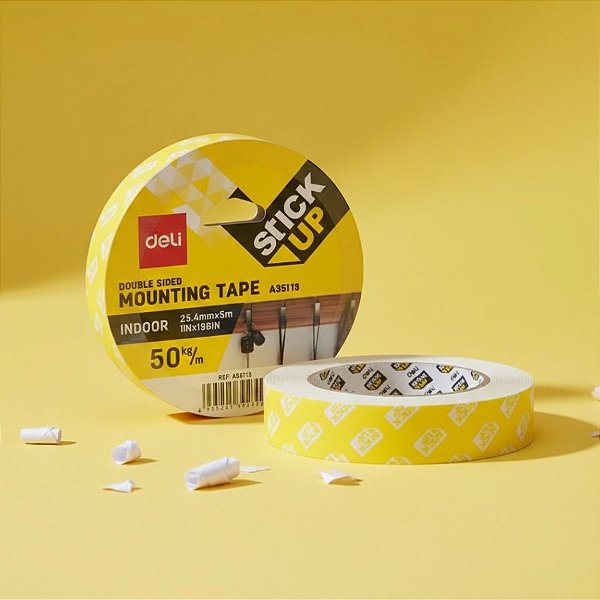 Fita Dupla Face de Montagem Espuma EVA - 5Kg a cada 10cm - 25mm x 5m - 1 unidade - Deli - Rizzo