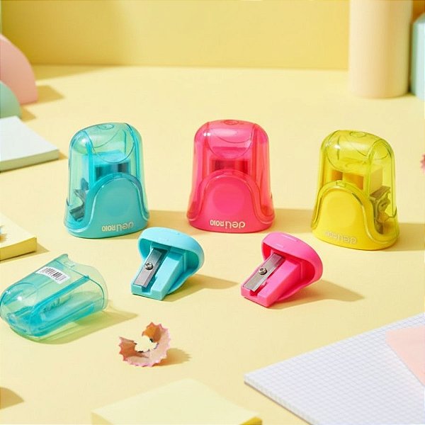 Apontador com Reservatório - U Touch - Sortido - 4x3,5cm - Caixa - 12 unidades - Deli - Rizzo