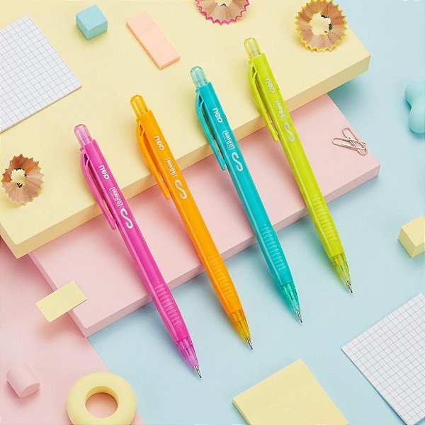 Lapiseira Colorida com Borracha - Ponta 0,5mm - Sortido - Caixa - 36 unidades - Deli - Rizzo