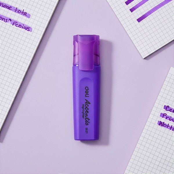 Marca Texto Delight Fluorescente - Ponta Cinzel 1,0-5,0mm - Roxo - Caixa - 10 unidades - Deli - Rizzo