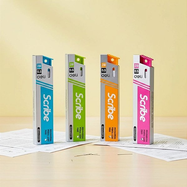 Mina Grafite 2B 0.5mm - Sortido - Caixa - 48 unidades - Deli - Rizzo