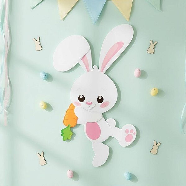 Painel Decorativo de Páscoa - Coelhinho com Cenoura - 34x53cm - 1 unidade - Piffer - Rizzo