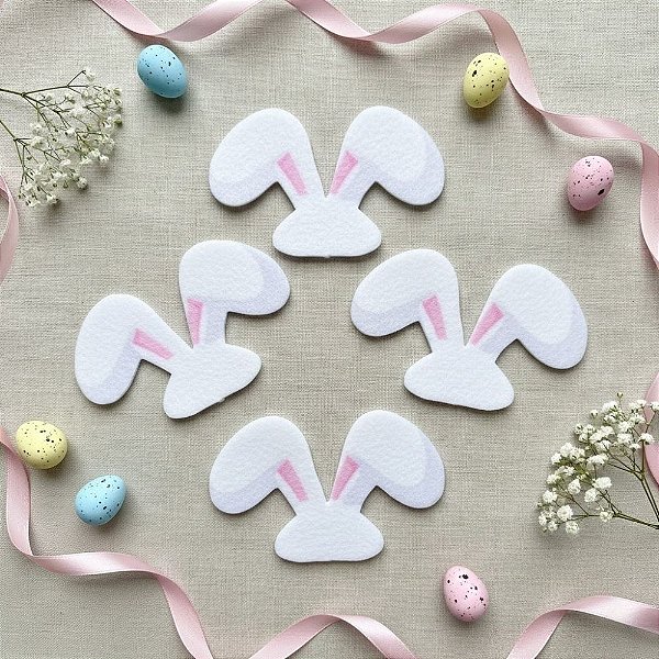 Aplique Decorativo de Páscoa - Orelhinhas de Coelho - 3x5,5cm - 12 unidades - Piffer - Rizzo