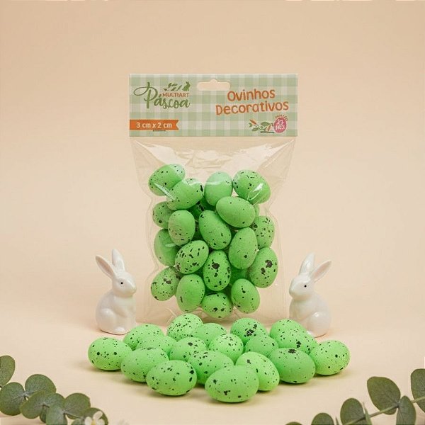 Ovinhos de Páscoa Decorativos Verde com Manchinhas - 3cm  - 25 unidades - Rizzo