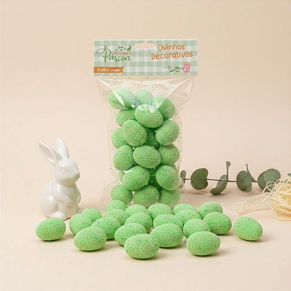 Ovinhos de Páscoa Decorativos Granulados Verde - 3cm  - 25 unidades - Rizzo