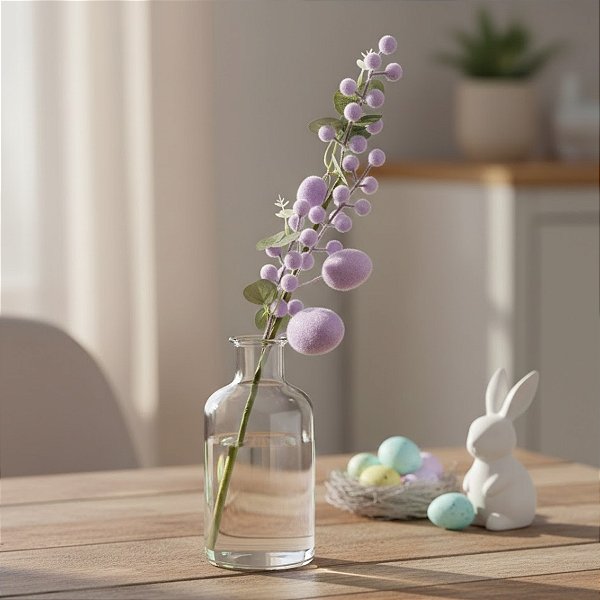 Galho Decorativo de Páscoa - Ovos Roxos - 60cm - 1 unidade - Cromus - Rizzo