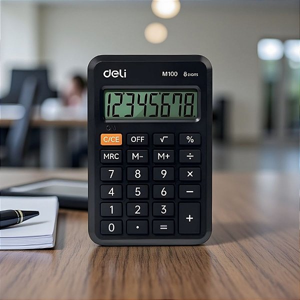 Calculadora Pocket 8 Digitos - Bateria e Solar - Preta - 10x6cm - 1 unidade - Deli - Rizzo
